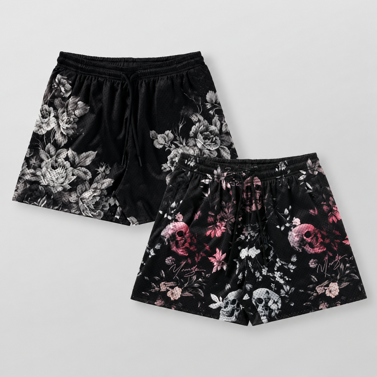 YoungLA Skulls & Roses Reversible Shorts