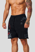 YoungLA Graphic Raw-Hem Shorts